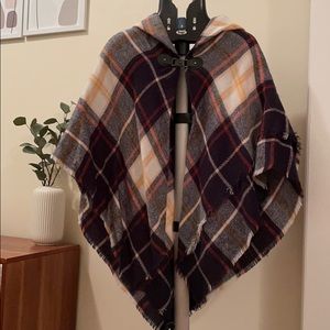 Plaid poncho